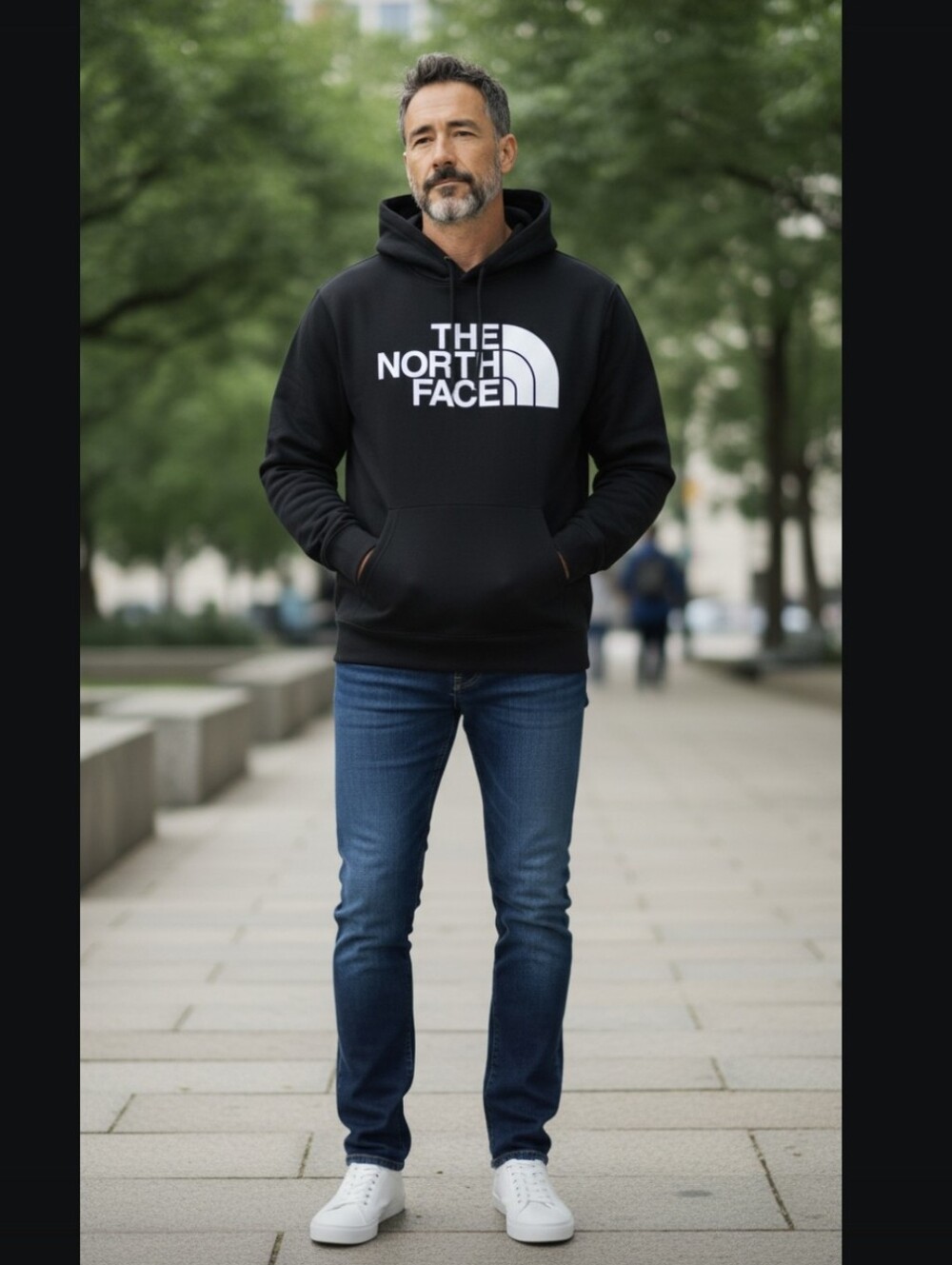 The North Face Black Hoodie with White Logo